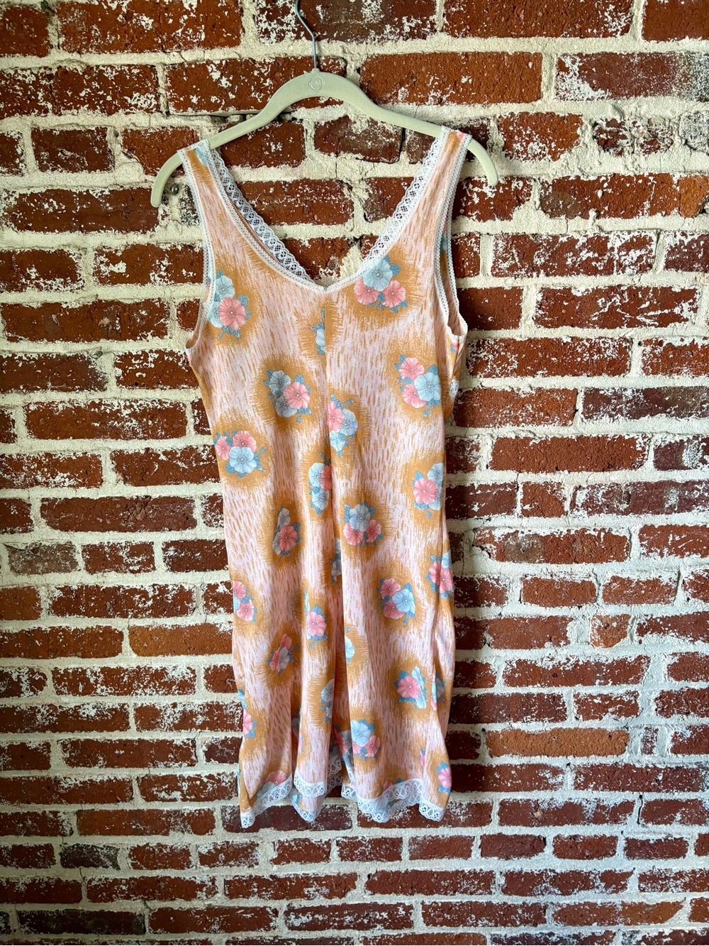 Vintage Peach Floral Semi Sheer Slip Dress - Picture 6 of 6